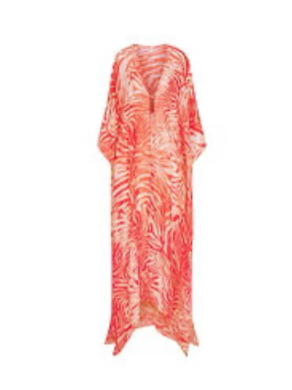 SKIMS Coral Zebra-Print Caftan Cover-Up